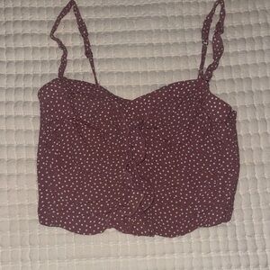 Abercrombie & Fitch Burgundy Polka Dot Crop Top
